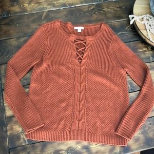 Burgandy Cable Knit Sweater- EUC